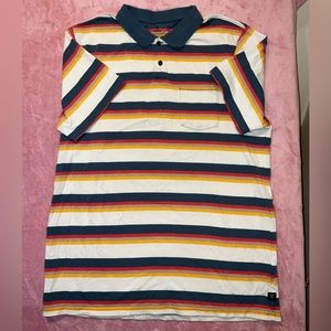 Roark Mens Polo Shirt Multi Colored White Striped Captain Sun Style X Large